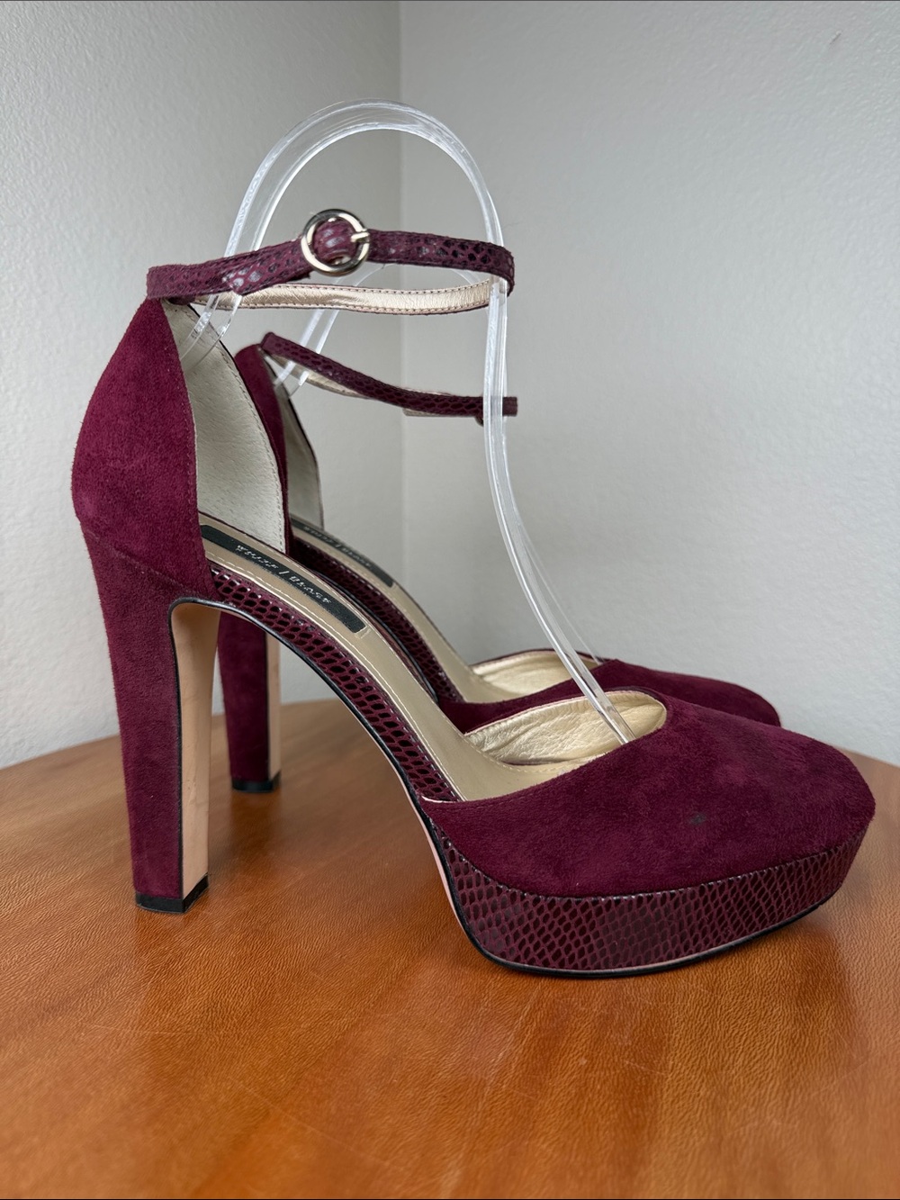 Velvet Cranberry Strappy Ankle Strap High Heel Mary Jane WHBM Wedding SIZE 9